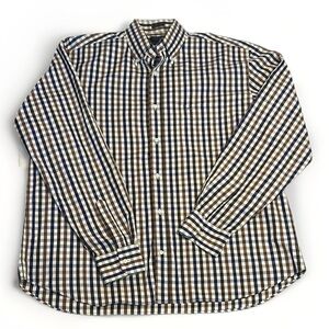 PAUL & Shark Yachting Blue Brown White Checked button down shirt sz 44